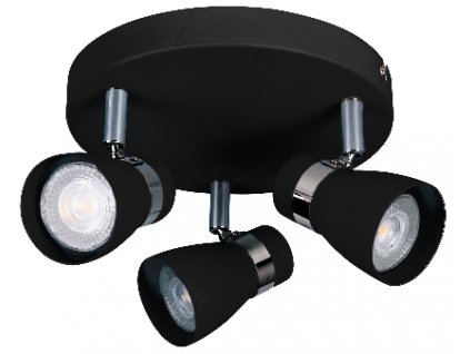 Černý bodovkový lustr ENALI EL-30 B pro 3x LED žárovku GU10 - nastavitelné bodové stropní světlo 28765