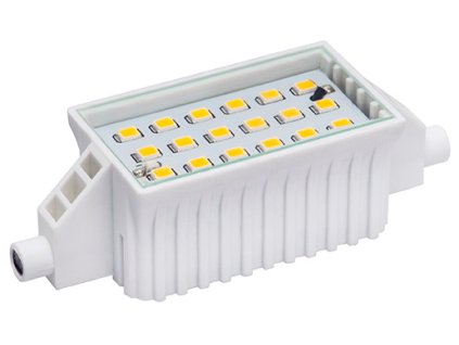 Žárovka je osazena 18 LED čipy typu SMD v teplé barvě světla (teplota chromatičnosti 3000K). Žárovka nahradí 40W běžného halogenu. Skladem TopLux Praha