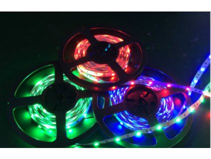 RGB - barevný LED pásek zalitý 12V 7,2W dlouhá životnost vysoká kvalita a svítivost bez úbytků svítivosti. TopLux Osvětlení Praha skladem na prodejně
