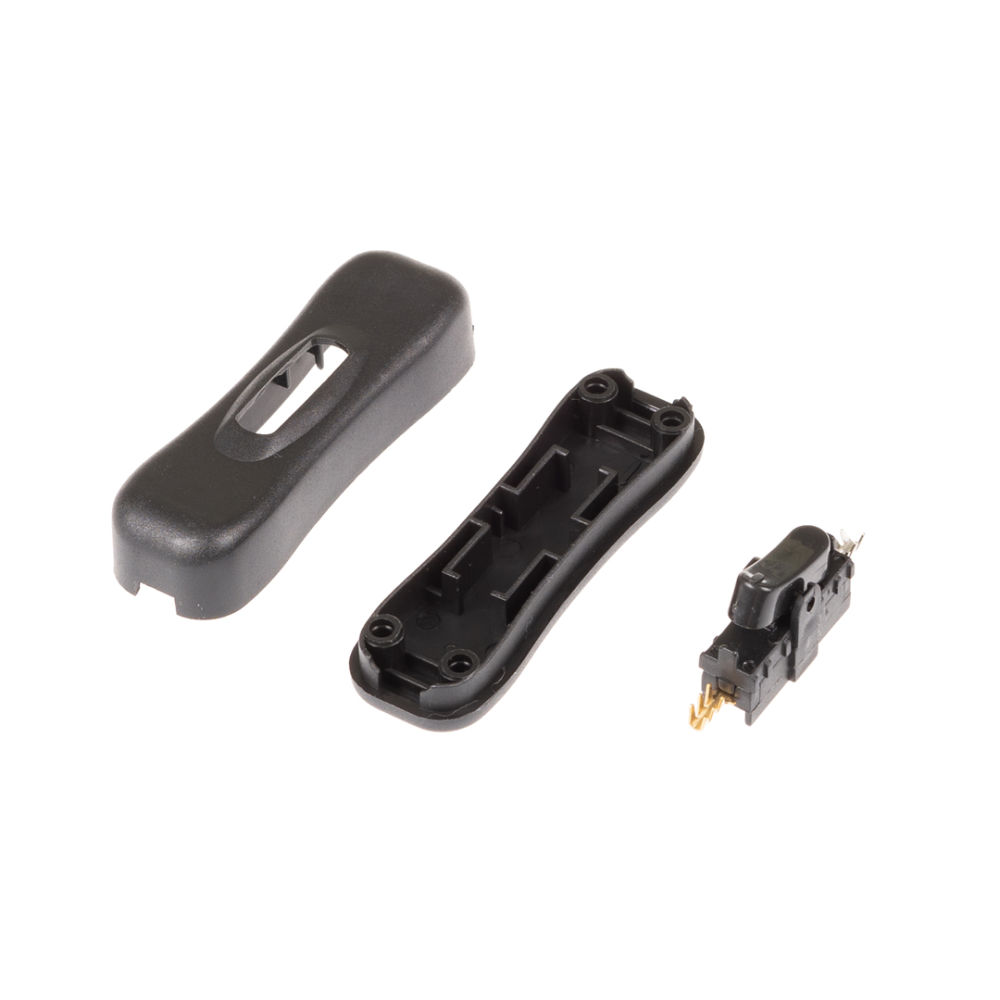 T-led Černý vypínač kolébkový mezišňůrový 727 11306