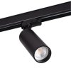 černý úzký lištový reflektor do 3F kolejnic výměnná LED žárovka GU10 hliníkový