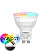 Všebarevná LED žárovka Mi-Light FUT103 RGB+CCT 4W patice GU10 230V AC nastavitelná barva světla, efekty střídání a prolínání barev ALLMIX MiBoxer bodovka