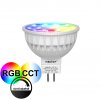 Všebarevná LED žárovka Mi-Light FUT104 RGB+CCT 4W patice MR16 12V DC nastavitelná barva světla, efekty střídání a prolínání barev ALLMIX MiBoxer bodovka