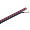 RGB kabel plochý 4x0,3mm Doporučené max. napětí 50V Max. zatížení 12V 72W, 24V 144W