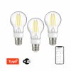 Smart chytrá  žárovka s LED filament čipy CCT - změna teploty barvy + stmívání na WIFI do aplikace TUYA, PHILIPS HUE, LIDL. Čirá ovladatelná retro žárovka.