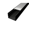 Velký černý hliníkový profil s mléčným opál krytem pro LED pásek, větší ALU lišta předsazená nástěnná