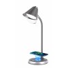 LED stolní lampička Immax FINCH s Qi nabíjením šedá + stříbrné prvky