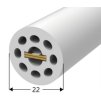Kulatý silikonový NEON profil SD22C o průměru 22 mm pro LED pásky do 8 mm, 360° světelný efekt. Obrázek – kulatý profil v řezu
