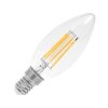 RETRO LED žárovka filament vintage COB vlákna s velkou svítivostí v teplé žluté barvě světla. Čiré sklo a malý závit E14 miňonka např do lampiček. Úsporné