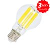 RETRO LED žárovka filament vintage COB vlákna s velkou svítivostí v teplé žluté barvě světla. Čiré sklo a klasický velký závit E27 standardní. Úsporné