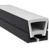 Černý silikonový profil pro LED pásky 12x12mm s mléčným krytem, stylový NEON v černé barvě, tvarovatelný venkovní, ohebný a voděodolný, světelná hadice