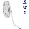   Voděodolný LED pásek Kanlux RGBW s COB technologií – IP65 ochrana pro venkovní použití  Detail LED pásku Kanlux LCOB 19W/m RGBW – flexibilní, stmívatelný a chráněný proti vlhkosti  Barevný RGB LED pásek s neutrální bílou 4000 K – vhodný do koupelen, altánů a venkovních prostor  Kanlux LED pásek s IP65 krytím – ideální pro venkovní nasvícení schodů, fasád a pergol