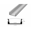 SF1-S stříbrný 2m - nástěnný hliníkový profil 17x8mm ALU přisazená lišta pro LED pásek (2metry)