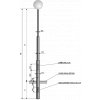 Stožár bezpaticový třístupňový sadový - typ K 5 metrů vysoký sloup veřejného osvětlení pro pouliční lampu