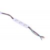 LED modul RGB 0,65W 873-160-12V LED moduly s krytím IP65 jsou určené pro světelnou reklamu a další LED aplikace pro reklamní účely. Moduly mají dlouhou životnost, vysokou svítivost a použití nová technologie vstřikování IP krytí. Moduly jsou vybaveny samolepící folií pro snadné připevnění. Tyto moduly jsou osazeny rozptylovými čočkami pro rovnoměrné nasvícení větší plochy. Prodloužená záruka na 5 let. Pro dosažení co nejdelší životnosti je potřeba zajistit cirkulaci vzduchu k čipům, aby nedocházelo k přehřívání. Délka kabelu mezi jednotlivými moduly je 86mm.