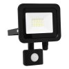 LED reflektor 20 W, náhrada za halogen 120 W, krytí IP44, rozměry 18 x 9 x 19 cm, svítivost 1 600 lm, barva světla studená bílá, 5 000 K, materiál hliník/sklo, čip LED SMD, vyzařovací úhel 120°, pohybový senzor