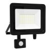 LED reflektor 50 W, náhrada za halogen 300 W, krytí IP44, rozměry 28 x 11 x 25 cm, svítivost 4 100 lm, barva světla studená bílá, 5 000 K, materiál hliník/sklo, čip LED SMD, vyzařovací úhel 120°, pohybový senzor