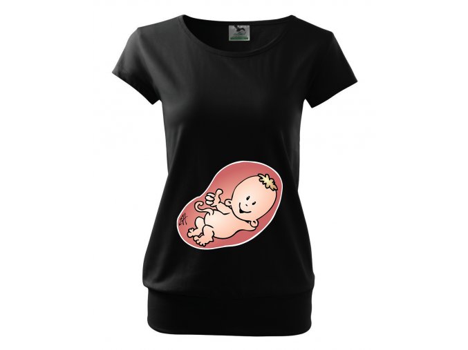 těhotenské černé tričko miminko palec nahoru