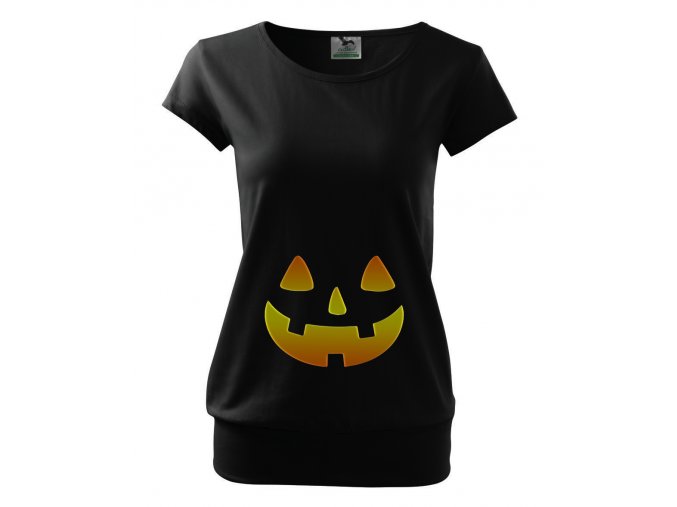 těhotenské černé tričko Halloween dýně