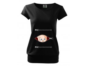 těhotenské černé tričko miminko zip