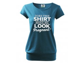 těhotenské modré tričko vypadám v tomhle tričku těhotná