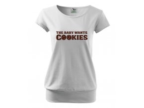 těhotenské tričko miminko chce sušenky