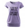 těhotenské tričko pokud si vážíš svého života, nedotýkej se mého bříška fialové