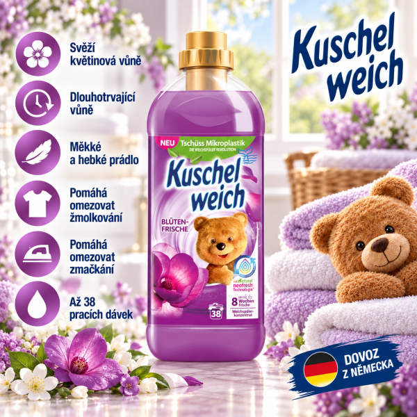 Kuschelweich Blütenfrische 1 l – aviváž s květinovou vůní, až 38 pracích dávek