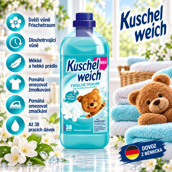 Kuschelweich Frischetraum 1 l – aviváž se svěží vůní, až 38 pracích dávek