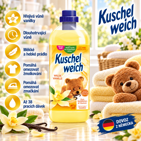Kuschelweich Wilde Vanille 1 l – aviváž s vanilkovou vůní, až 38 pracích dávek