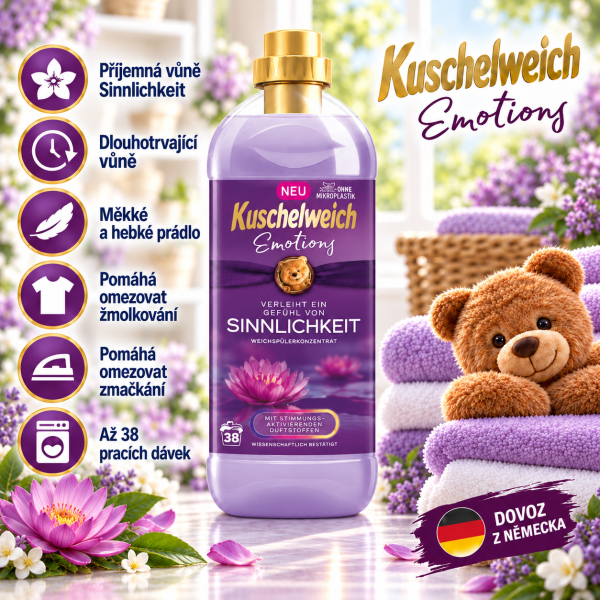 Kuschelweich Emotions Sinnlichkeit 1 l – koncentrovaná aviváž, až 38 pracích dávek