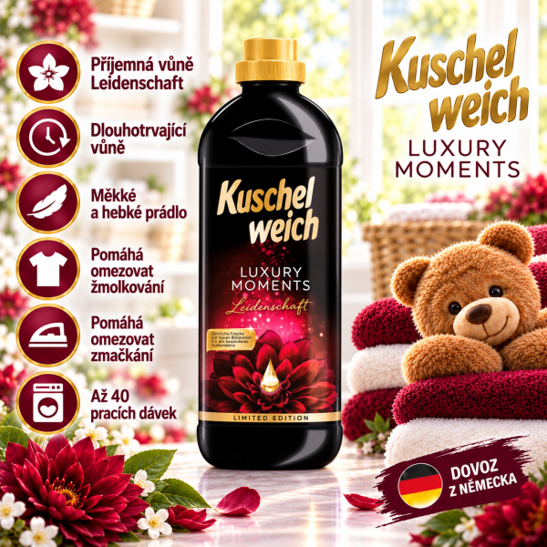 Kuschelweich Luxury Moments Leidenschaft 1 l – koncentrovaná aviváž, až 40 pracích dávek