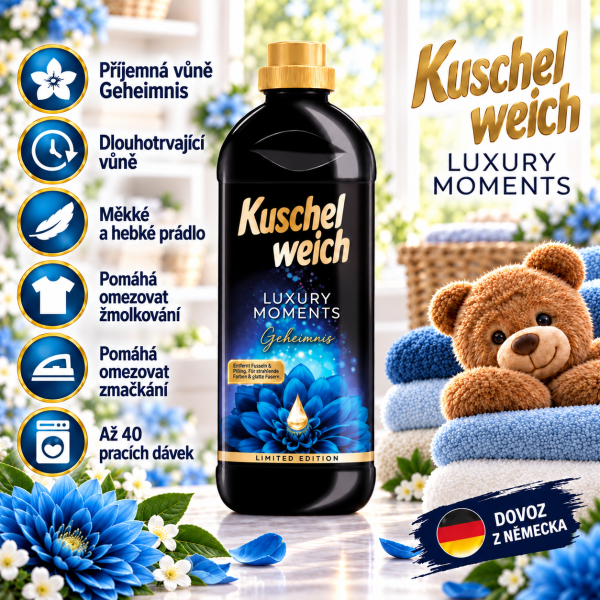 Kuschelweich Luxury Moments Geheimnis 1 l – koncentrovaná aviváž, až 40 pracích dávek