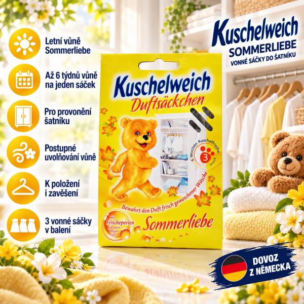 Kuschelweich Sommerliebe 3 ks – vonné sáčky do šatníku s výdrží až 6 týdnů na jeden sáček