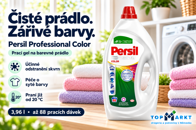 Persil Professional Color prací gel na barevné prádlo 3,96 l až na 88 dávek vedle složených barevných ručníků