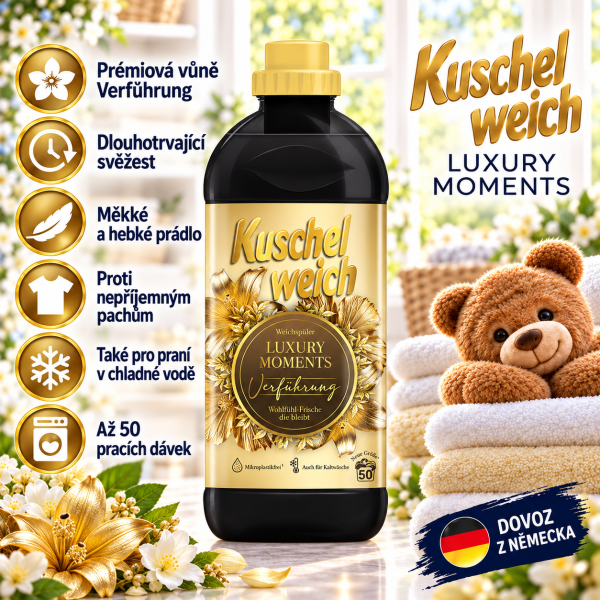 Kuschelweich Luxury Moments Verführung koncentrovaná aviváž s prémiovou vůní, 1 l až na 50 pracích dávek, dovoz z Německa