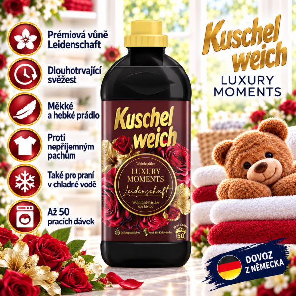 Kuschelweich Luxury Moments Leidenschaft koncentrovaná aviváž s prémiovou vůní, 1 l až na 50 pracích dávek, dovoz z Německa