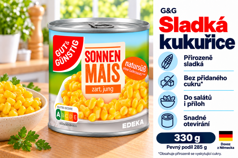 G&G Sonnenmais sladká kukuřice 330 g s miskou kukuřice ve slunné kuchyni