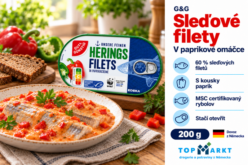 G&G Sleďové filety v paprikové omáčce 200 g s chlebem a přehledem hlavních benefitů