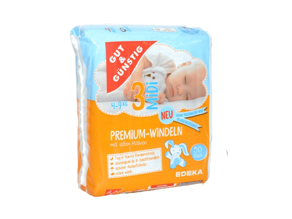 Premium dětské pleny MIDI (4-9kg) 50ks