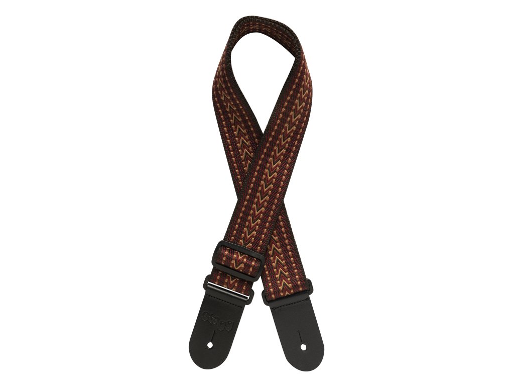 Stagg SWO COT RAF RED, tkaný bavlněný kytarový popruh, vzor krokev, červený