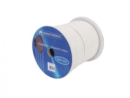 Omnitronic reproduktorový kabel, 2x1,5 mm, plochý, bílý, 100 m cívka