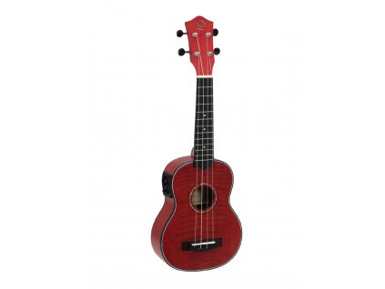 Dimavery UK-100, elektroakustické sopránové ukulele, červené