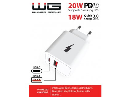 WG Síťová nabíječka USB-A, type-C, až 20 W