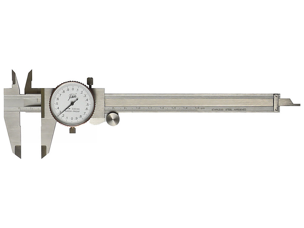 Posuvné měřidlo s číselníkem 0 až 300 mm / posuvové kolečko ano / hloubkoměr plochý / nonius 0,02 mm / jedna otáčka 2 mm/ot.