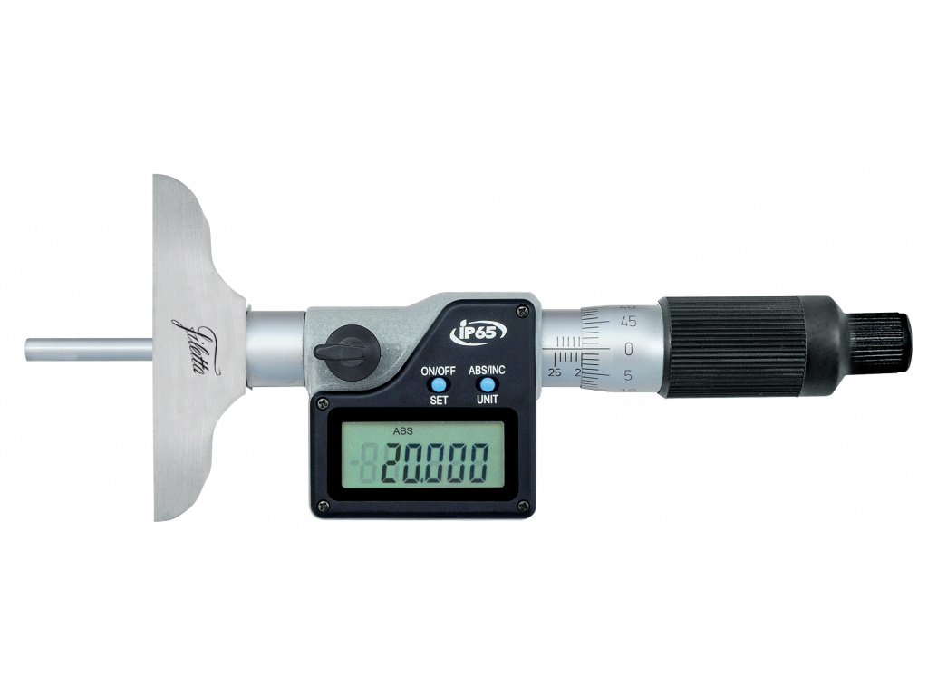 Mikrometrický hloubkoměr digitální 0 až 300 mm IP65 / typ doteku Kulový / měřicí základna 101,5 mm