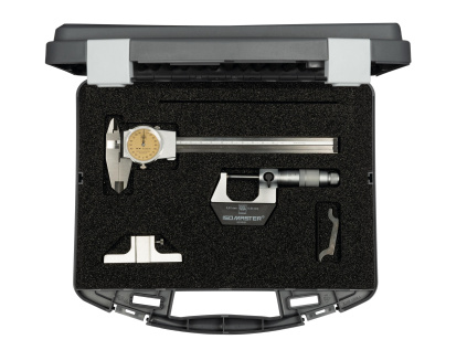 Sada měřicí techniky DUO-SET 1 analogová / posuvné měřidlo s číselníkem 0 až 150 mm / mikrometr 0 až 25 mm / hloubkoměrný můstek 75×6 mm