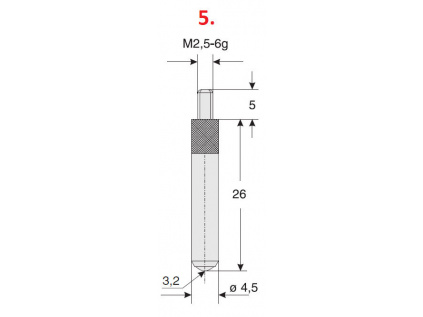 Dotek pro úchylkoměry kulovitý (průměr 3,2 mm) / délka 26 mm / materiál tvrdokov