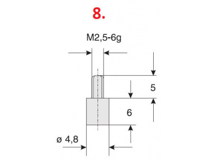 Dotek pro úchylkoměry plochý (průměr 4,8 mm) / délka 6 mm / materiál tvrdokov