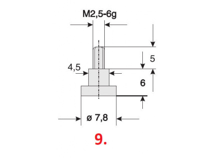 Dotek pro úchylkoměry plochý (průměr 7,8 mm) / délka 6 mm / materiál ocel
